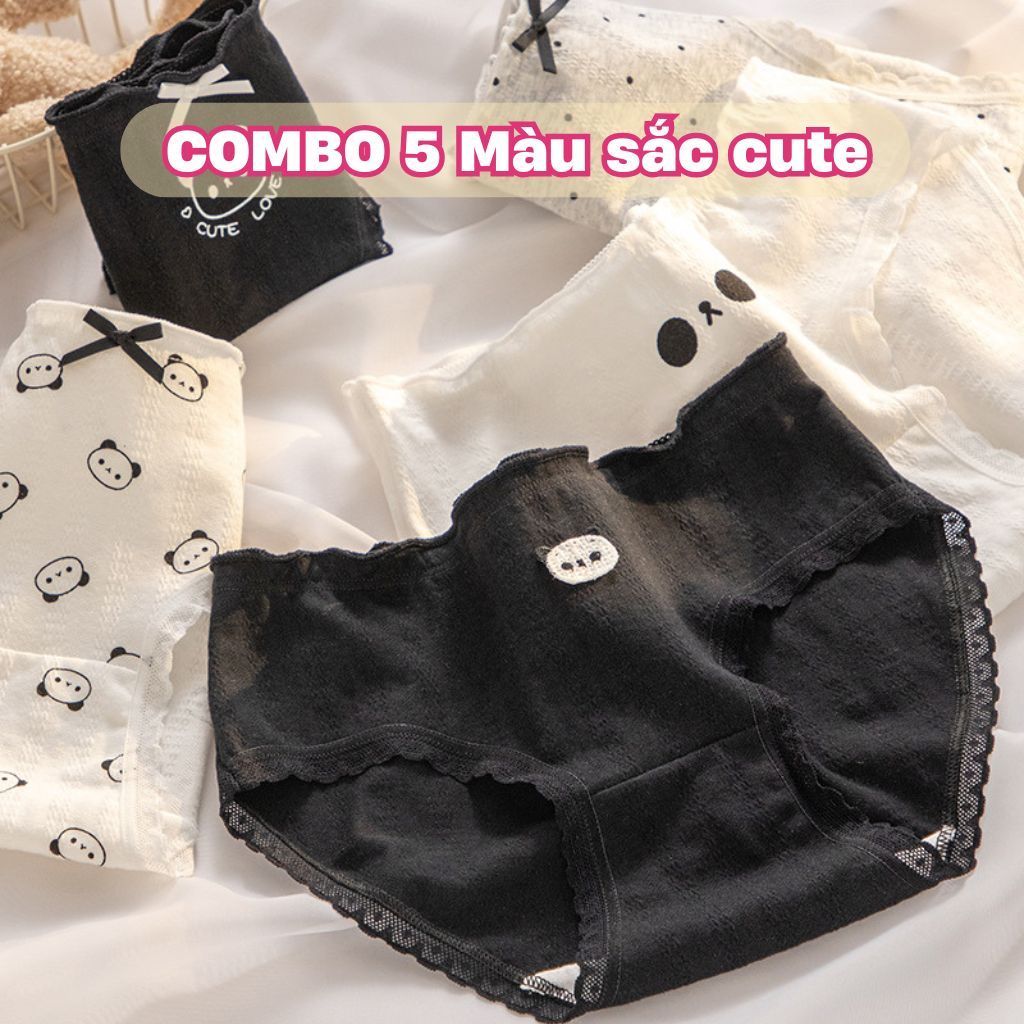 Quần lót nữ cotton kháng khuẩn đáy lót 2 lớp thoáng khí khử mùi họa tiết dễ thương cute LANIXA L1172