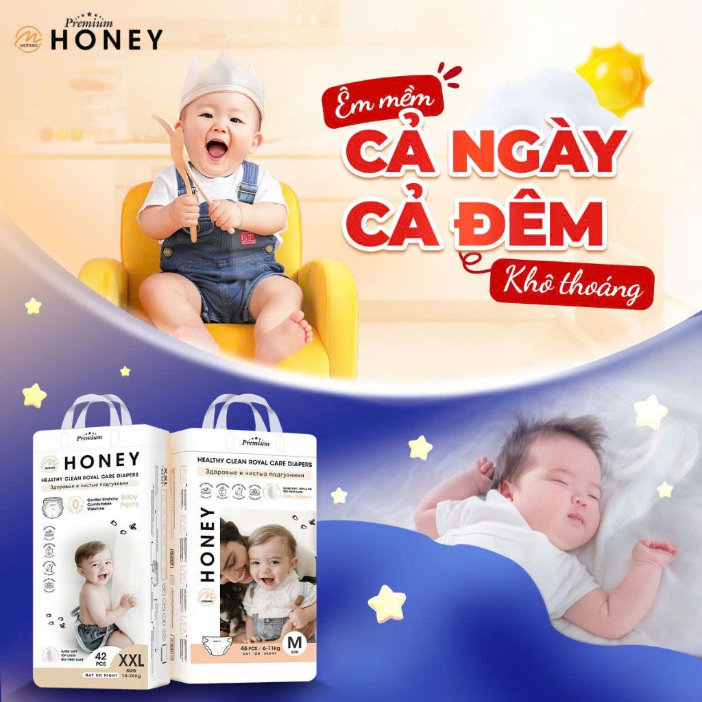 [COMBO 2] Tã Bỉm Dán/Quần Honey Premium Siêu Mềm Mịn Và Cực Thấm Hút