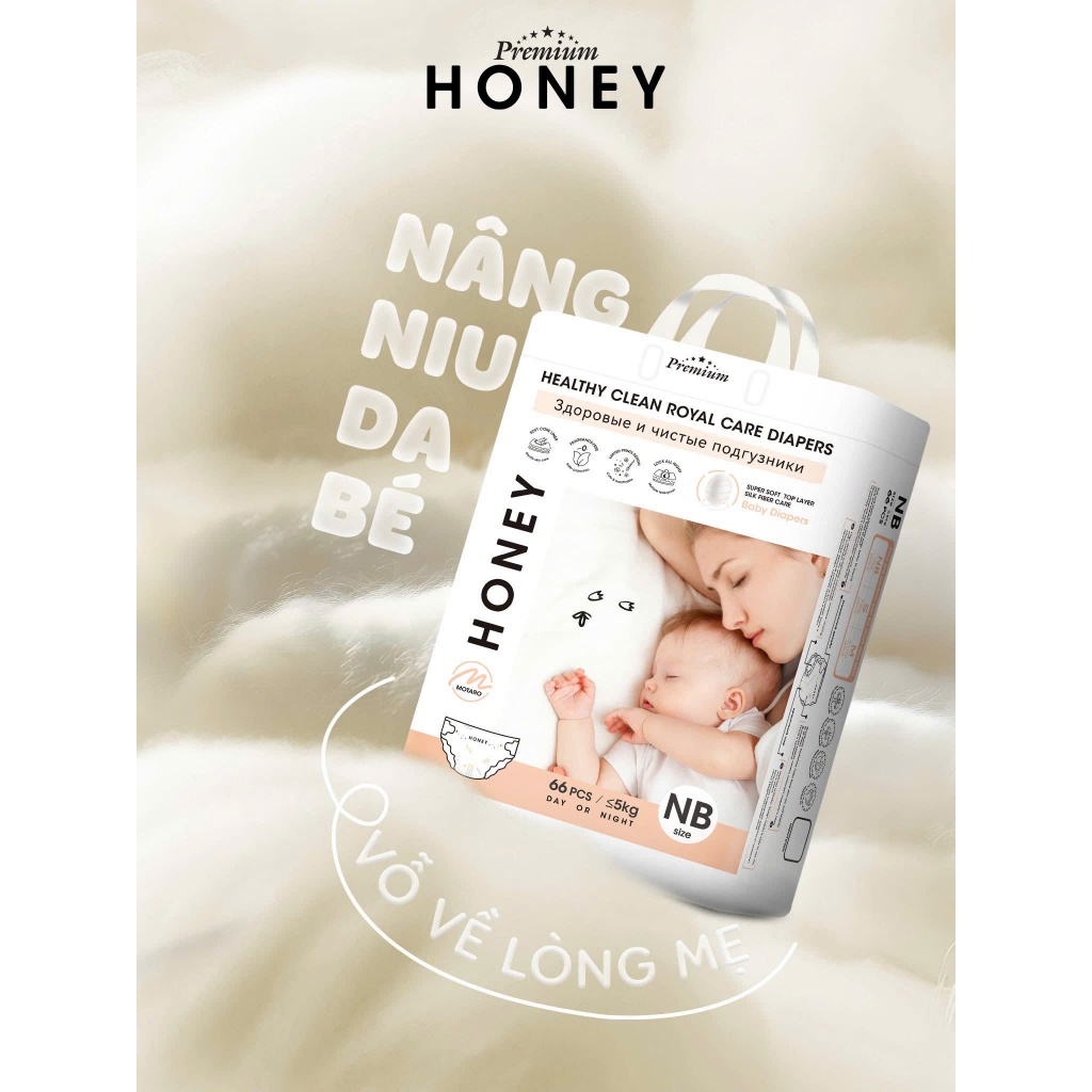 [COMBO 2] Tã Bỉm Dán/Quần Honey Premium Siêu Mềm Mịn Và Cực Thấm Hút