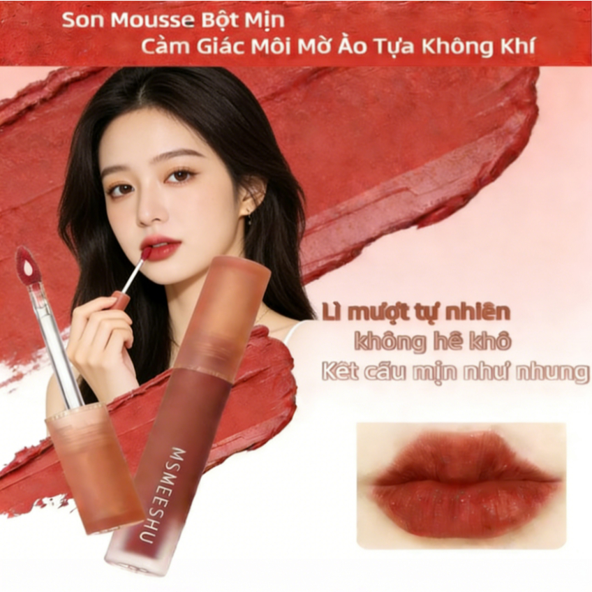 💄 SON LÌ MSMEESHU | 3.8g Sang Trọng | Màu Lên Chuẩn & Không Khô Môi