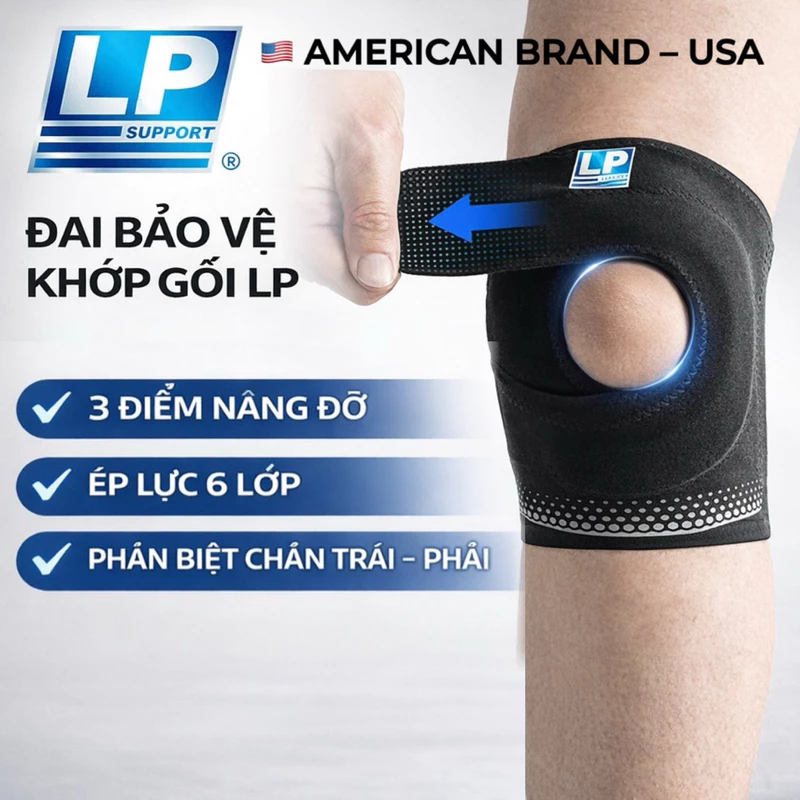 Đai Bảo Vệ Khớp Gối LP Support 1688 Chính Hãng Mỹ – Giảm Đau – Ổn Định Khớp Gối- Phân Biệt Trái Phải — ảnh 1