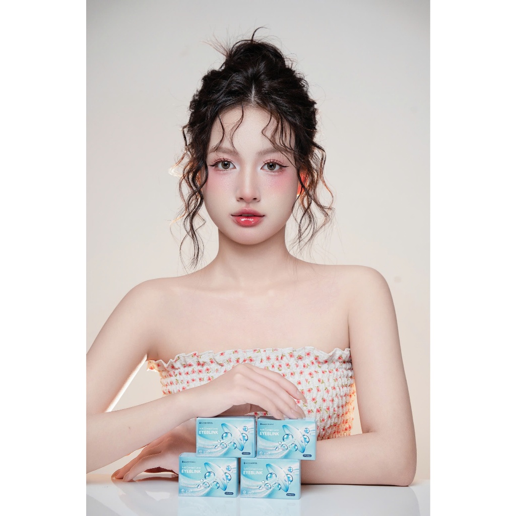 Kính áp tròng màu nâu Hebe Brown chất liệu Silicone Hydrogel 14h-24h hạn dùng 6 tháng EyeBlink