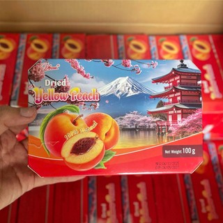 Đào sấy Dbent hộp giấy  100gr Mẫu Tết Núi Phú sĩ, Quà tết đẹp, sang trọng 2026 DATE MỚI