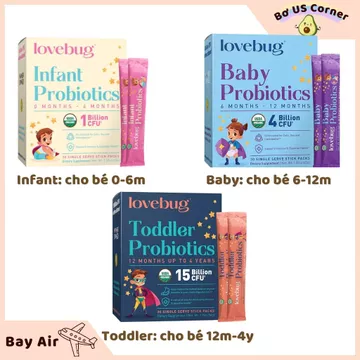 [Chính Hãng-Mỹ]Men vi sinh cho bé Lovebug, bổ sung lợi khuẩn, hỗ trợ tiêu hóa, tăng đề kháng cho bé