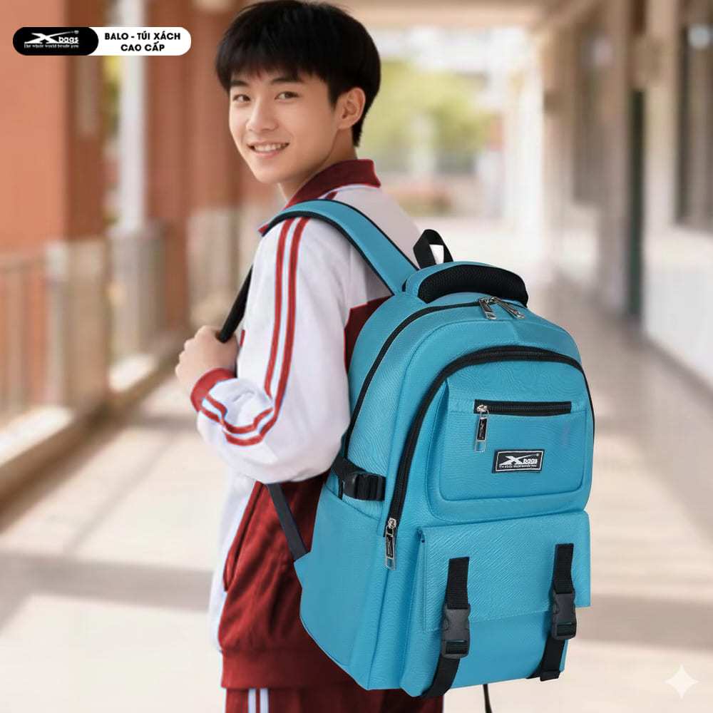 Balo Trung Học Chống Nước Xbags Sea Blue XB 3201 Cao Cấp, Trẻ Trung Cá Tính, Đựng Laptop 15.6 Inch!