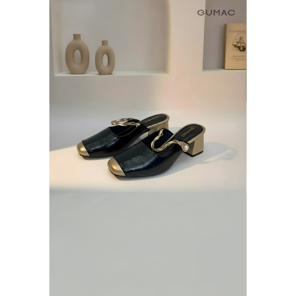 Giày Sục Nữ GUMAC Phối Kim Loại Sang Trọng Thanh Lịch GF11039