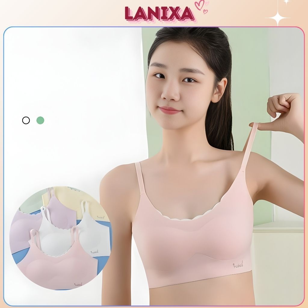 Áo lá nữ học sinh tuổi dậy thì chất su đệm mỏng ôm ngực, Áo lót bra nữ họa tiết cute LANIXA B7133