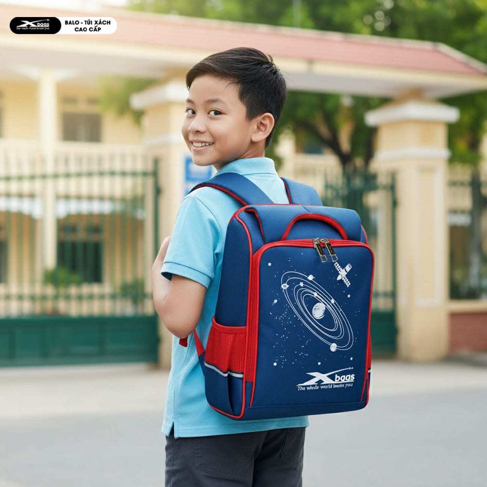 Balo Chống Gù Siêu Nhẹ Đi Học Cho Bé Xbags Universe XB 3102 Cao Cấp, Chống Thấm, Bảo Vệ Cột Sống!