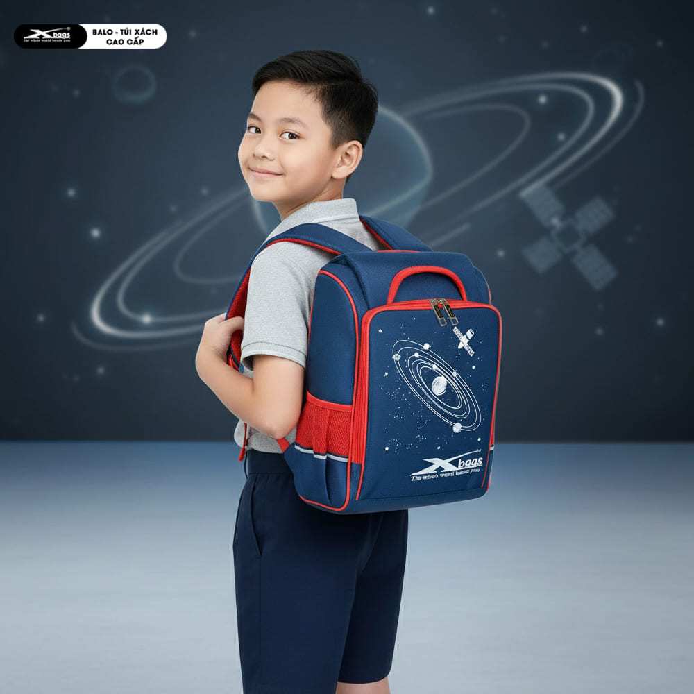 Balo Chống Gù Siêu Nhẹ Đi Học Cho Bé Xbags Universe XB 3102 Cao Cấp, Chống Thấm, Bảo Vệ Cột Sống!