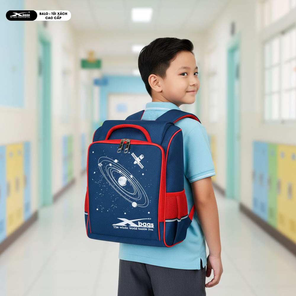 Balo Chống Gù Siêu Nhẹ Đi Học Cho Bé Xbags Universe XB 3102 Cao Cấp, Chống Thấm, Bảo Vệ Cột Sống!