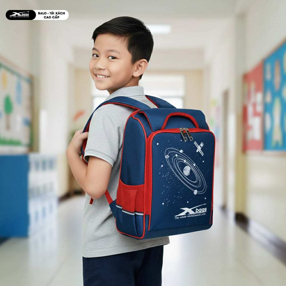 Balo Chống Gù Siêu Nhẹ Đi Học Cho Bé Xbags Universe XB 3102 Cao Cấp, Chống Thấm, Bảo Vệ Cột Sống!