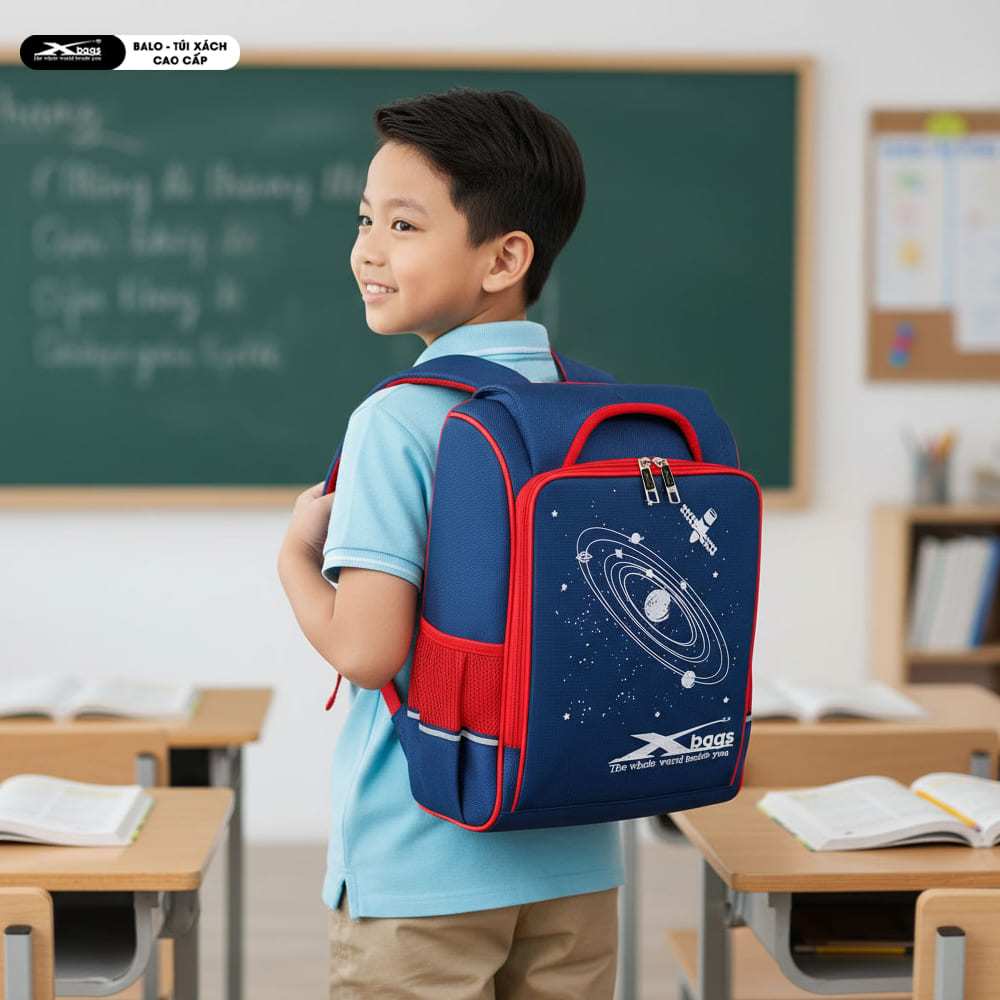 Balo Chống Gù Siêu Nhẹ Đi Học Cho Bé Xbags Universe XB 3102 Cao Cấp, Chống Thấm, Bảo Vệ Cột Sống!