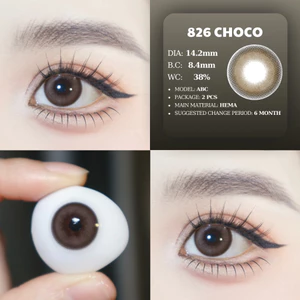 5 mẫu lens mắt 755-826 Choco & 784-698 Black & 647 Brown, size vừa, hộp vỉ nhựa PP tiện dụng
