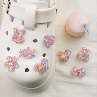 Bộ 8 Sticker, Charm 3D chủ đề Candy bling nhựa cứng gắn Dép Sục, Cá Sấu JB-345 Mita