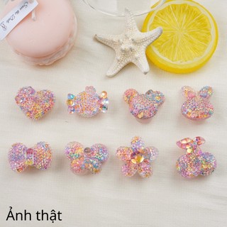 Bộ 8 Sticker, Charm 3D chủ đề Candy bling nhựa cứng gắn Dép Sục, Cá Sấu JB-345 Mita