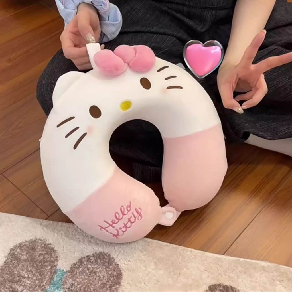 Gối kê cổ chữ U bông cotton Hello Kitty dễ thương dùng cho văn phòng và ...