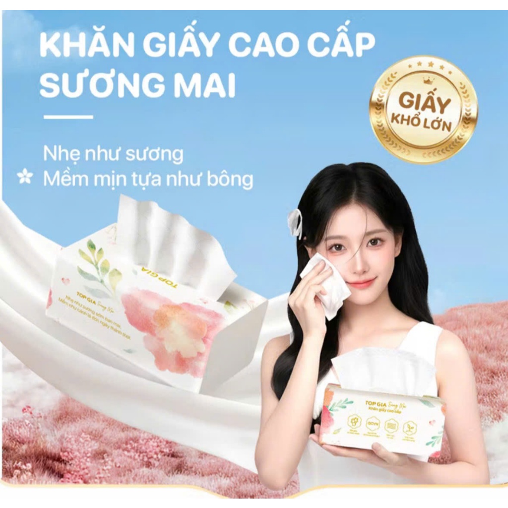 Khăn Giấy Sương Mai 20 Gói Thùng Top Gia Tiết Kiệm Mềm Mịn Không Bụi An Toàn Cho Da Nhạy Cảm