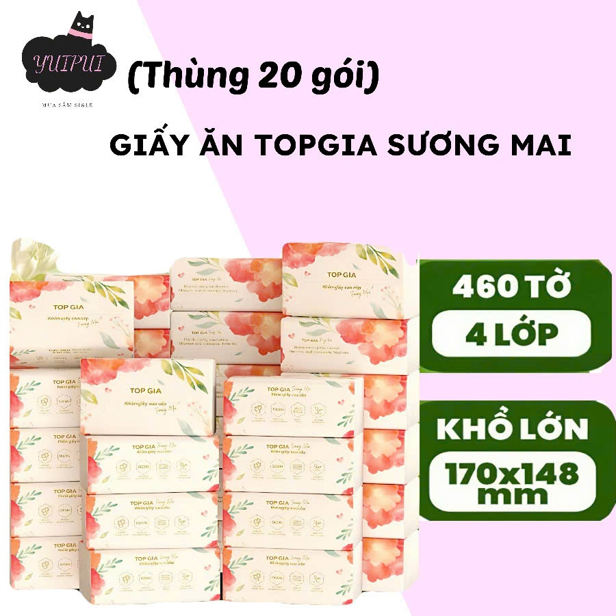 Khăn Giấy Sương Mai 20 Gói Thùng Top Gia Tiết Kiệm Mềm Mịn Không Bụi An Toàn Cho Da Nhạy Cảm
