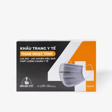 [Top value] Khẩu trang Bông Bạch Tuyết 4 lớp than hoạt tính (50 cái/hộp)