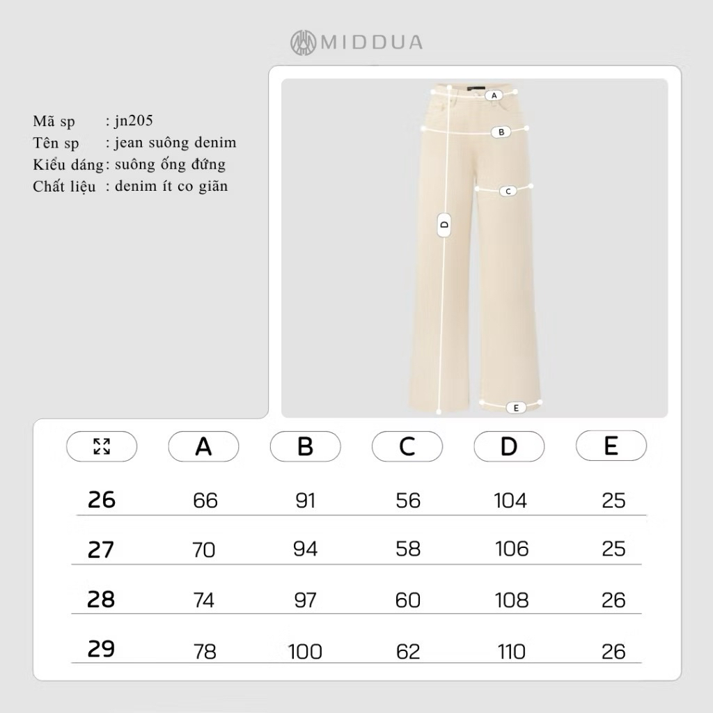 MIDDUA - JN205 Quần suông ống đứng tone màu be - đen - trắng - xanh than - ống đứng 25cm