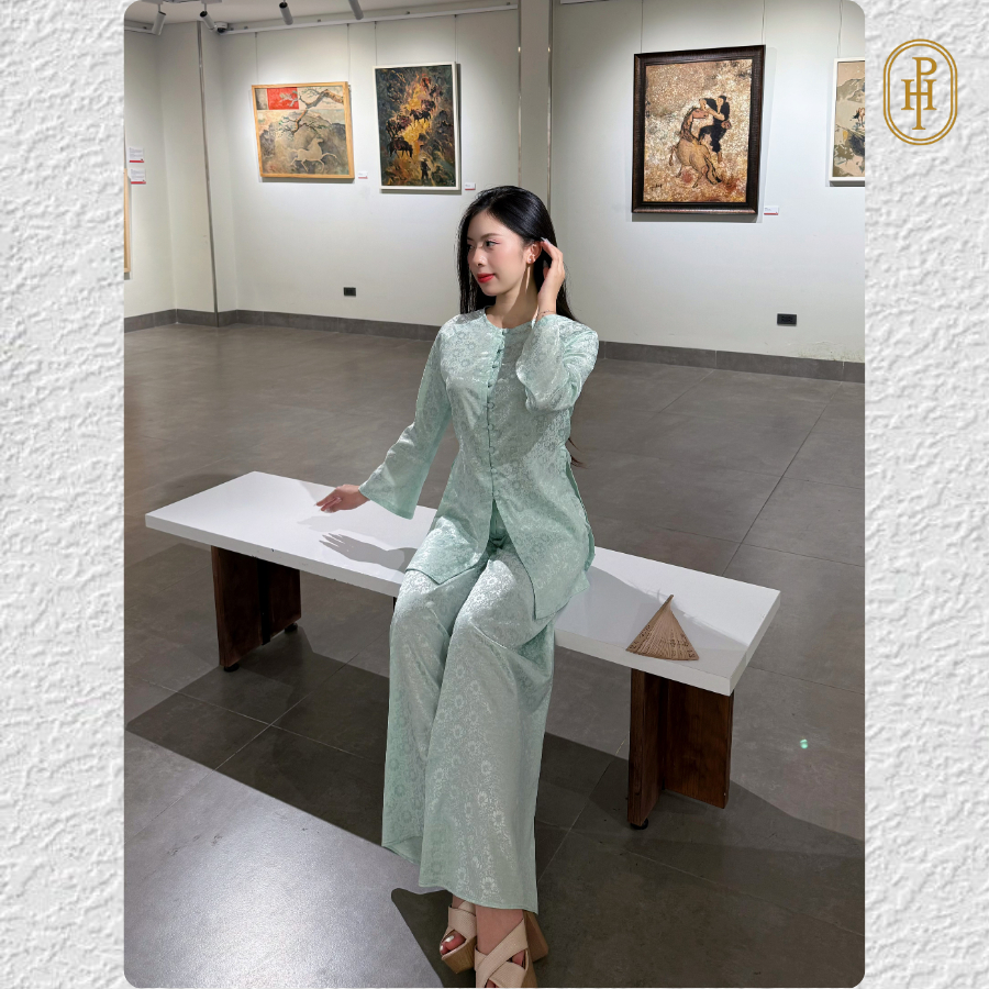[CÓ SẴN Hn] Set Đồ Lam, Pháp phục đi chùa chiết eo nhẹ nhàng, họa tiết Hoa Cúc mềm mại, phối khuy P1