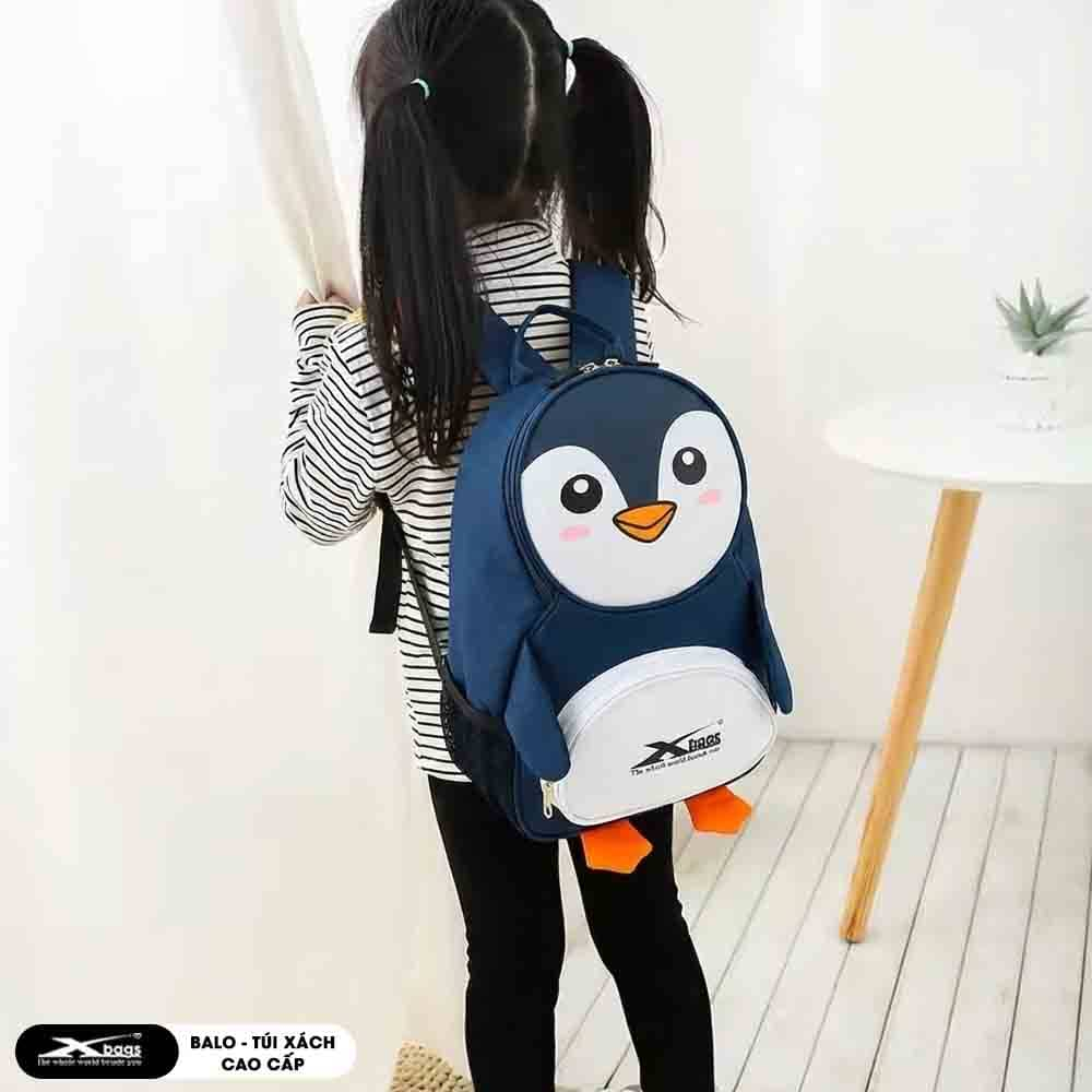 Balo Học Sinh Mầm Non Xbags Penguin XB3019 Hình Chim Cánh Cụt, Đáng Yêu, Nhẹ, Bền, An Toàn Cho Bé!