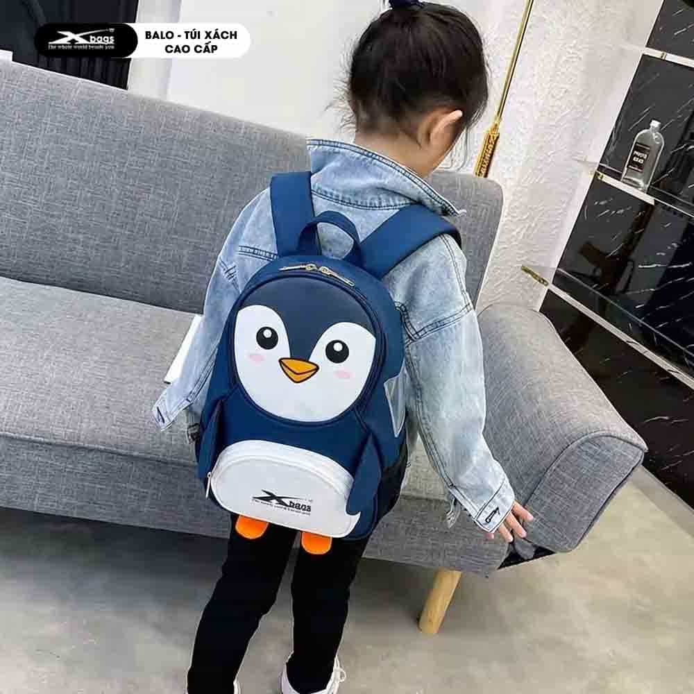 Balo Học Sinh Mầm Non Xbags Penguin XB3019 Hình Chim Cánh Cụt, Đáng Yêu, Nhẹ, Bền, An Toàn Cho Bé!