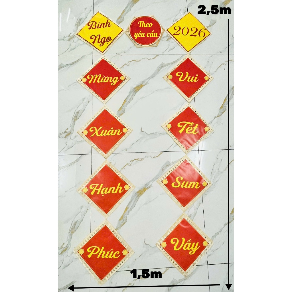 BỘ NAN TRE CHỮ TRANG TRÍ TẾT – CÓ THỂ ĐỔI CHỮ THEO YÊU CẦU 🧧