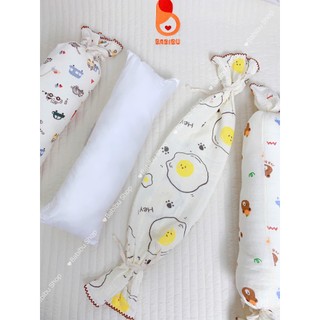 Gối ôm cho bé vải xô muslin 51x12cm thấm hút thoáng mềm hoạ tiết đáng yêu
