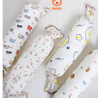 Gối ôm cho bé vải xô muslin 51x12cm thấm hút thoáng mềm hoạ tiết đáng yêu
