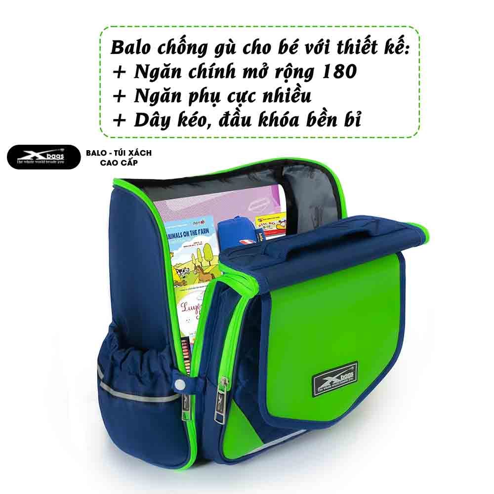 Ba Lô Chống Gù Giá Rẻ Xbags XB 3108 Màu Xanh, Ngăn Chính Mở 180°, Nhẹ Êm, Nhiều Ngăn Rộng Rãi!