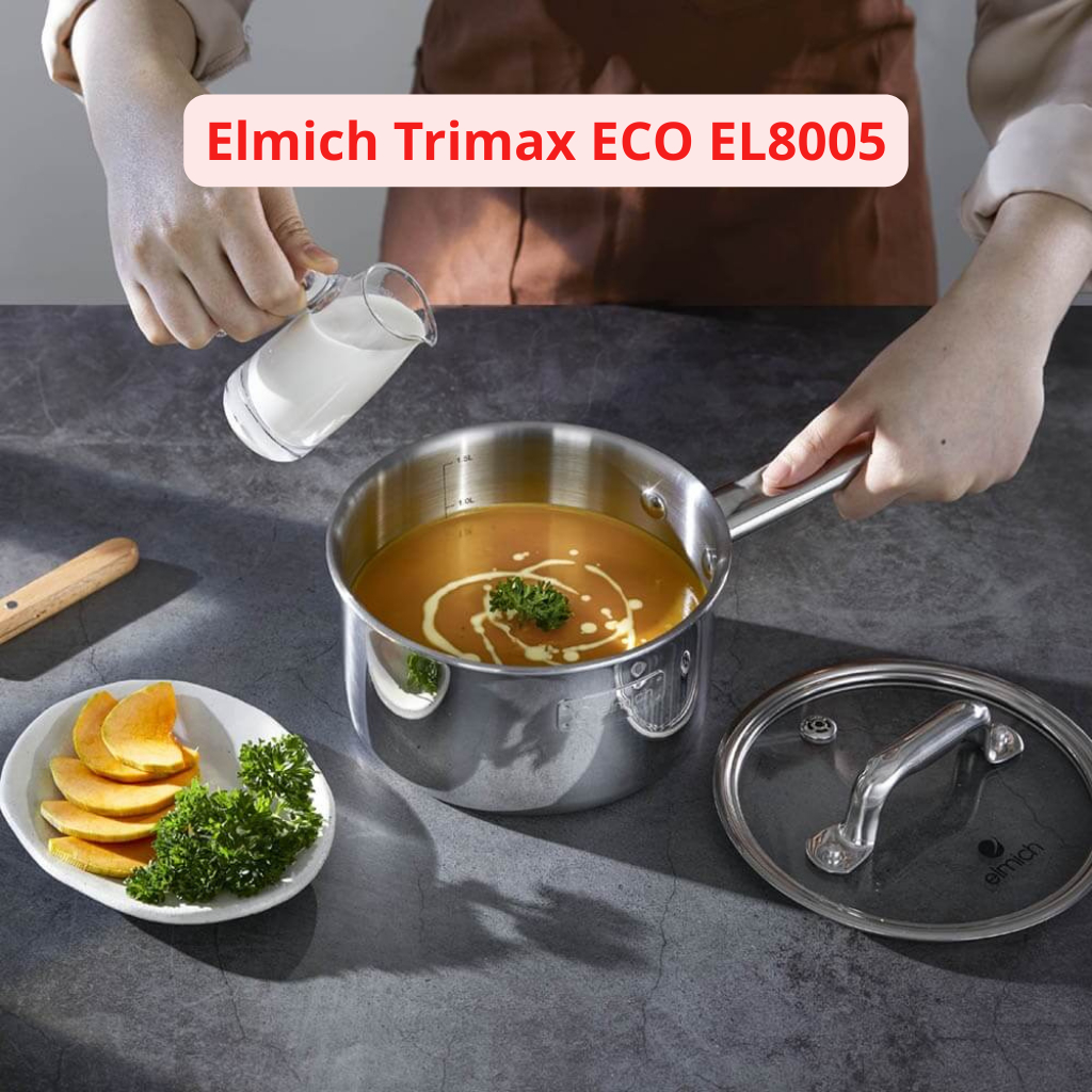 Bộ Nồi Elmich Trimax ECO 8005 | 4 Món Liền Khối Đáy Từ, Dùng Mọi Loại Bếp, Inox 3 Lớp Nấu Nhanh Bền