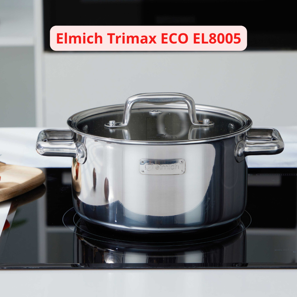Bộ Nồi Elmich Trimax ECO 8005 | 4 Món Liền Khối Đáy Từ, Dùng Mọi Loại Bếp, Inox 3 Lớp Nấu Nhanh Bền