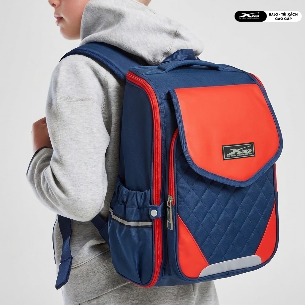 Balo Chống Gù Lưng Cho Bé Trai Cao Cấp Xbags Xb3106 Màu Đỏ Nổi Bật, Nhẹ Êm, Ngăn Chính Mở 180°!