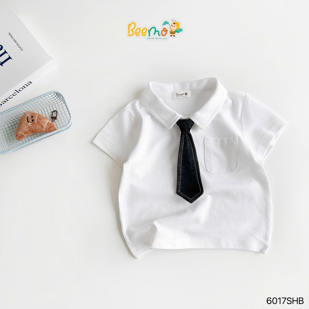 [Chính hãng Beemo] Bộ polo cộc tay phối quần giả bò basic bé trai, set bộ polo cộc tay mềm thoải mái bé trai