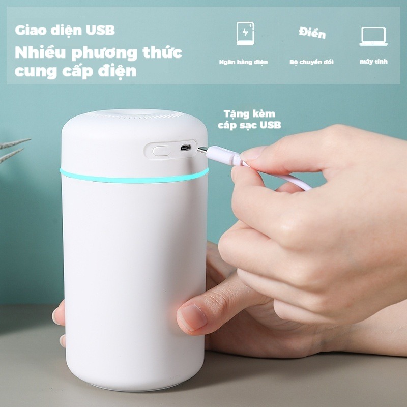 Máy Xông Tinh Dầu Máy Tạo Độ Ẩm Máy Khuếch Tán Tinh Dầu Phun Sương Mini Xe Hơi Gia Dụng Đèn LED Yên Tĩnh