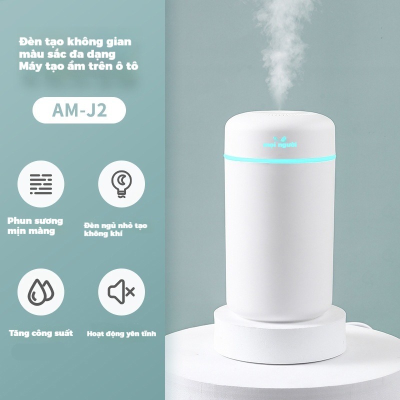 Máy Xông Tinh Dầu Máy Tạo Độ Ẩm Máy Khuếch Tán Tinh Dầu Phun Sương Mini Xe Hơi Gia Dụng Đèn LED Yên Tĩnh