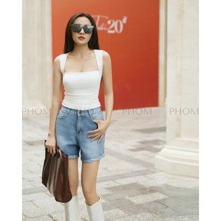 Quần đùi quần short jean mùa hè PHOM dáng ngắn vừa (có bigsize) cạp cao