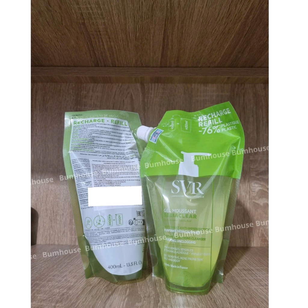 [HÀNG CTY] Túi Rửa Mặt SVR Sebiaclear Gel Moussant Không Chứa Xà Phòng Cho Da Dầu Túi 400ml
