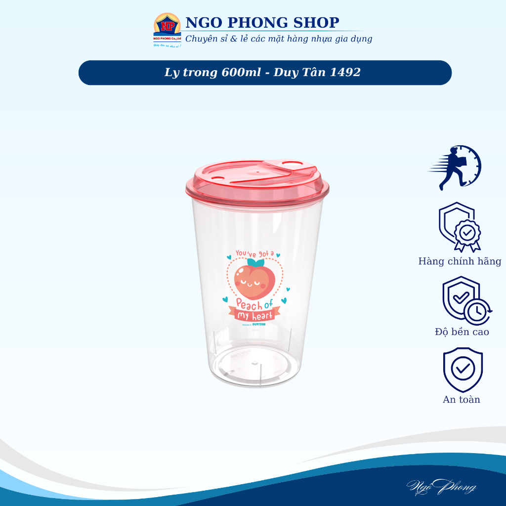 Ly nhựa trong 600/800ml Duy Tân. Ly nhựa có nắp đậy, có lổ cắm ống hút ...