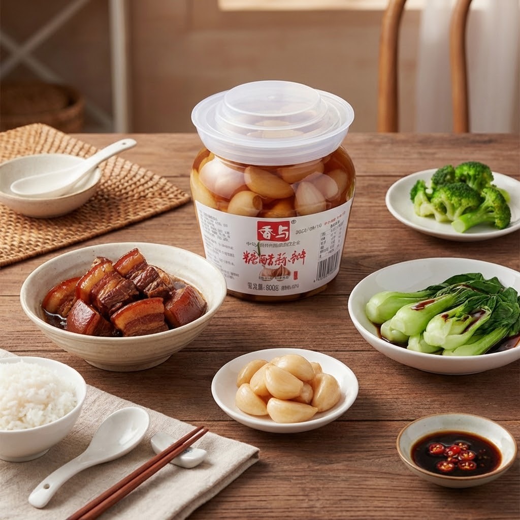 Tỏi Ngâm Tứ Xuyên 2 Vị (Đường Phèn/Chua Ngọt) 800g - Đặc Sản Mi Sơn Tỏi Củ Tuyển Chọn Giòn Rụm, Không Cay Luka Food