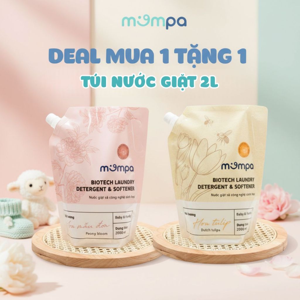 Nước giặt Mompa / DEAL MUA 1 TẶNG 1 TÚI 2L công nghệ sinh học