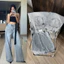 JN221 - Jeans suông phối sườn túi chéo
