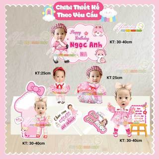 Set chibi sinh nhật cho bé gái nhiều tông màu , thiết kế theo yêu cầu  Yến Nhi Shop
