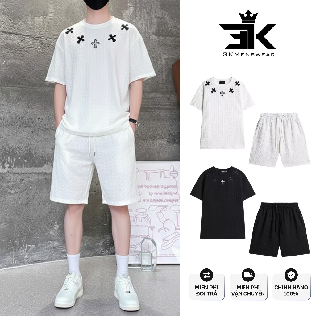 Đồ Bộ Nam Bộ Xốp Nam Nữ 3KMEN thời trang thể thao Unisex hình thêu da trực tiếp from 45-80kg