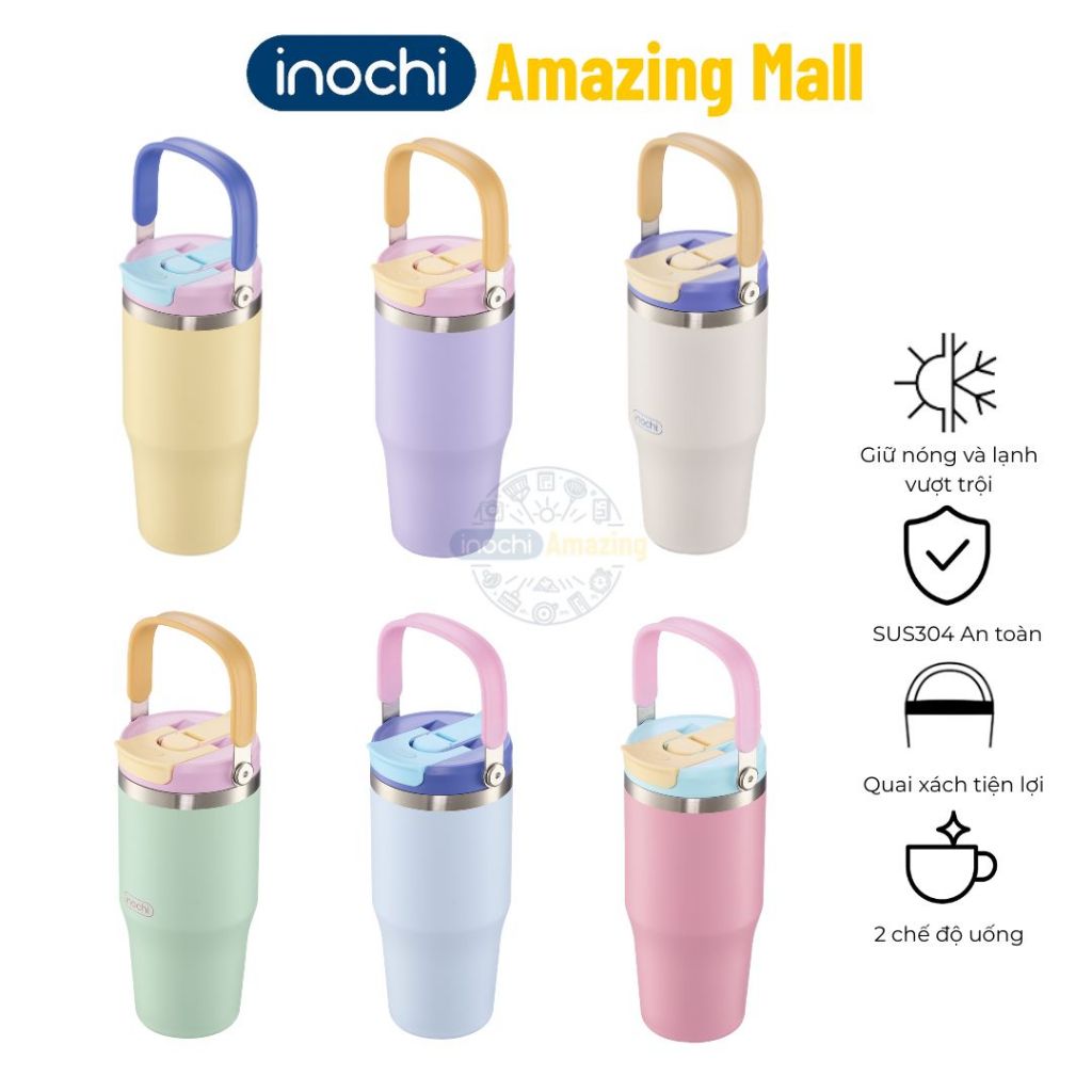 Bình giữ nhiệt Inochi Fuji METRO 750ml Quai xách chắn chắn giữ nhiệt lâu màu sắc thời trang Amazing Mall