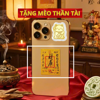 [Tặng Mèo Thần Tài] Miếng Dán Lá Vàng Ánh Kim Đã Khai Quang Tài Lộc Bình An May Mắn