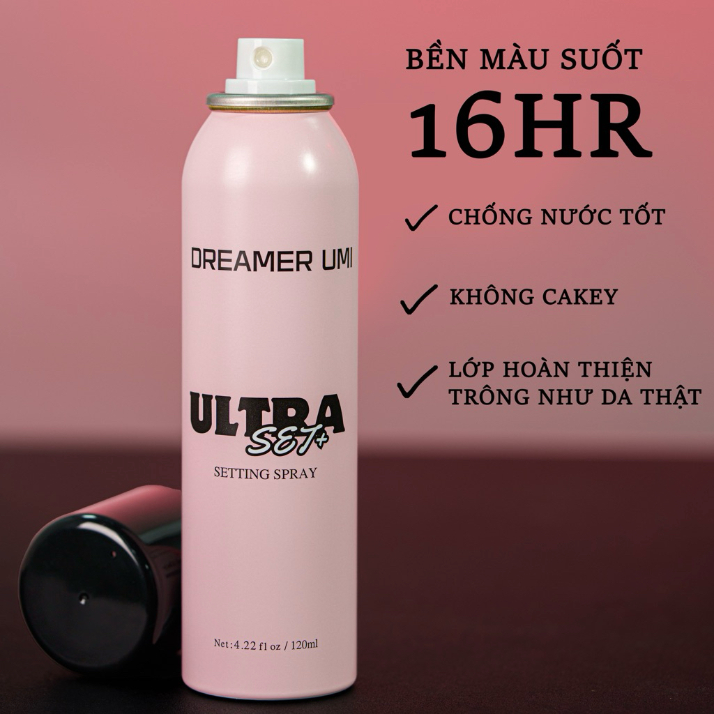 Xịt khoá nền DREAMER UMI ULTRA SET+ Setting Spray 120ml, Xịt Cố Định Makeup Dreamer Umi Giữ Lớp Trang Điểm