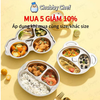 Khay cơm cho bé inox 304 cao cấp Chubby Chef hình peppa pig kitty gấu panda ô tô dễ thương