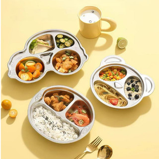 Khay cơm cho bé inox 304 cao cấp Chubby Chef hình peppa pig kitty gấu panda ô tô dễ thương
